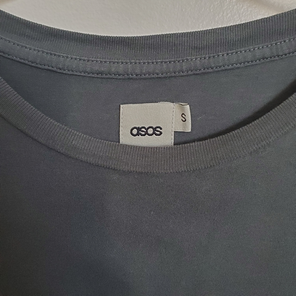 4/$25 ASOS Mens Gray Fit Long Sleeve Cre - Picture 2 of 5